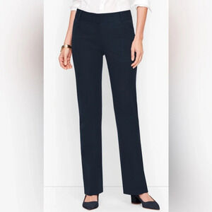 TALBOTS Sz 12P Newport Straight Leg Pockets Zipper Closure Jersey  Knit Trousers